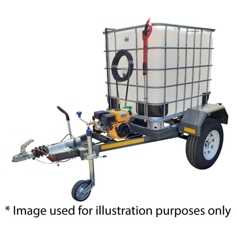 1000l High Pressure Washer trailer 248bar-petrol Flowbin™ braked