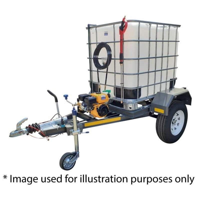 1000l High Pressure Washer trailer 248bar-petrol Flowbin™ braked