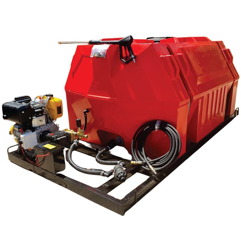2000l Mobile High Pressure Washer Diesel-Electric-Start-241Bar-Horizontal Unit