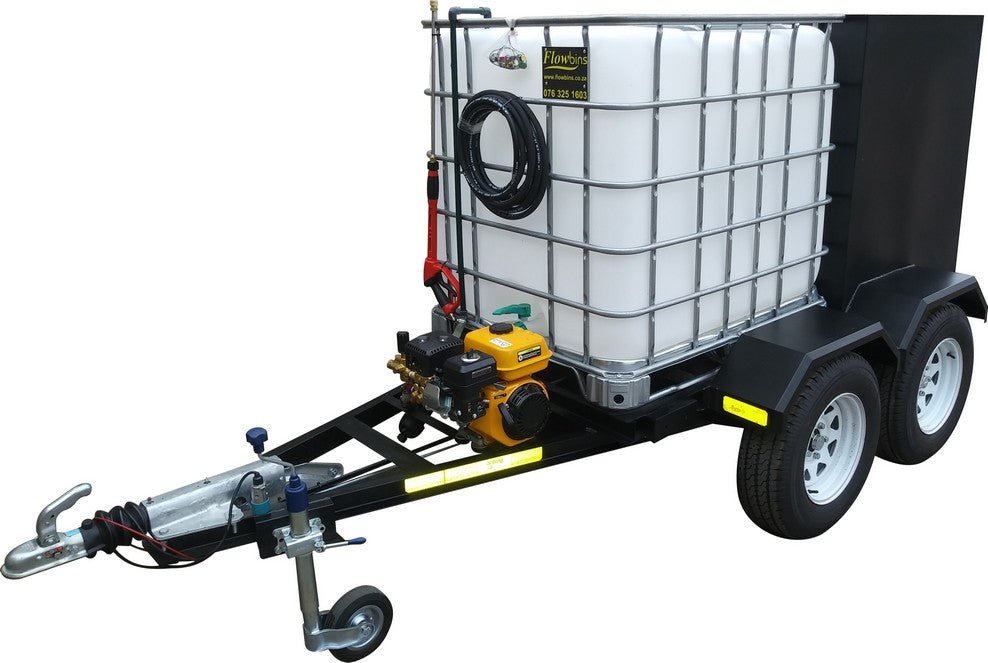 Pressure washer 186bar with steel cabinet 1000lt Flowbin™ , double axle braked trailer unit - Price On Request