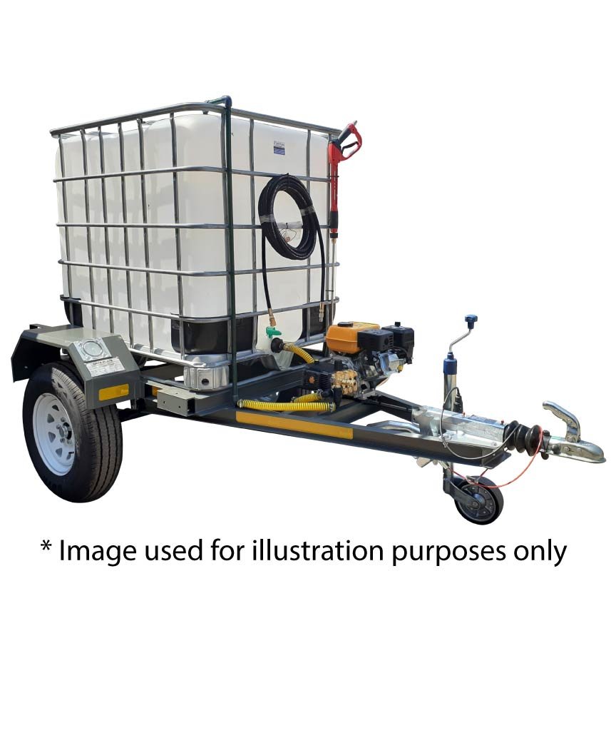1000l High Pressure Washer trailer 248bar-petrol unbraked