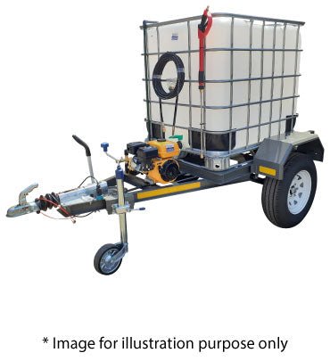 1000l High Pressure Washer trailer 241bar-diesel Flowbin™ unbraked