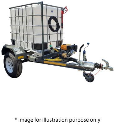 1000l High Pressure Washer trailer 241bar-diesel Flowbin™ unbraked